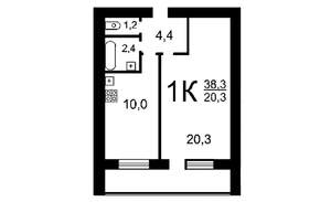 1-к квартира, вторичка, 37м2, 8/12 этаж