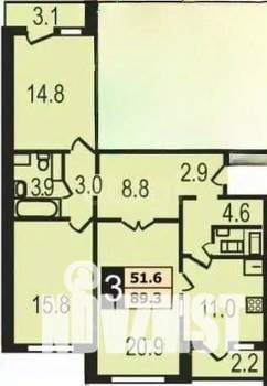 3-к квартира, вторичка, 87м2, 12/21 этаж