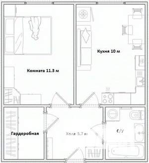 1-к квартира, вторичка, 35м2, 6/16 этаж