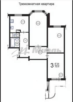 3-к квартира, вторичка, 77м2, 16/17 этаж