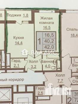 1-к квартира, вторичка, 42м2, 17/17 этаж