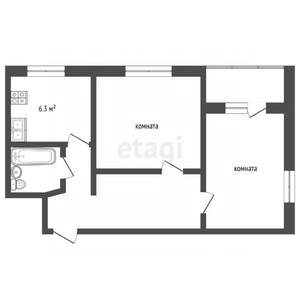 2-к квартира, вторичка, 43м2, 5/5 этаж