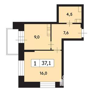 1-к квартира, вторичка, 37м2, 15/17 этаж