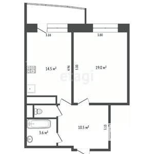 1-к квартира, вторичка, 49м2, 8/13 этаж