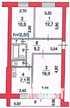 3-к квартира, вторичка, 62м2, 5/5 этаж