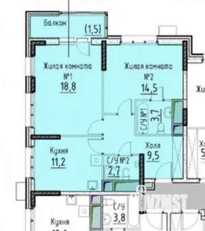 2-к квартира, вторичка, 62м2, 8/19 этаж