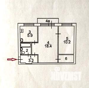 2-к квартира, вторичка, 43м2, 3/4 этаж