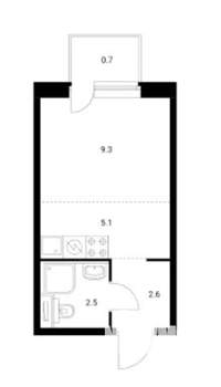 Студия квартира, вторичка, 20м2, 8/25 этаж