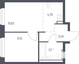 1-к квартира, строящийся дом, 33м2, 8/12 этаж