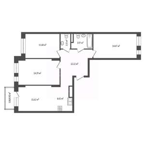3-к квартира, вторичка, 76м2, 12/17 этаж