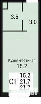 Студия квартира, вторичка, 22м2, 1/5 этаж