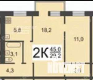 2-к квартира, вторичка, 45м2, 5/5 этаж