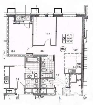 3-к квартира, вторичка, 67м2, 3/22 этаж