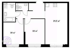 2-к квартира, вторичка, 52м2, 7/25 этаж