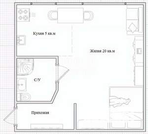 1-к квартира, вторичка, 30м2, 2/5 этаж