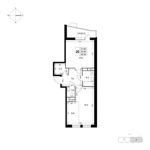 2-к квартира, вторичка, 56м2, 5/8 этаж