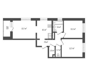 3-к квартира, вторичка, 76м2, 23/25 этаж