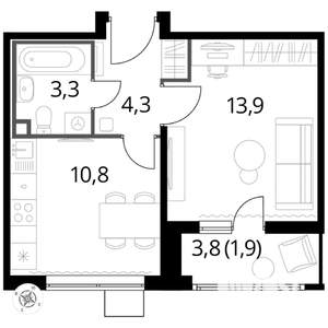 1-к квартира, вторичка, 34м2, 14/25 этаж