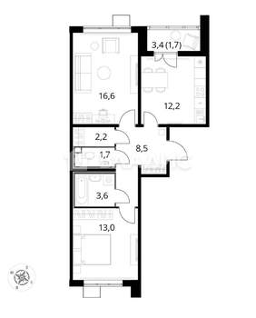 2-к квартира, вторичка, 60м2, 15/25 этаж