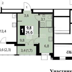Студия квартира, сданный дом, 25м2, 21/25 этаж