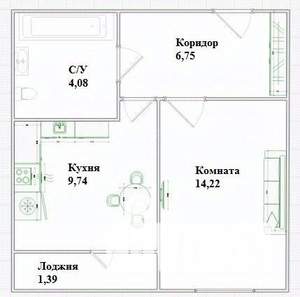 1-к квартира, вторичка, 34м2, 12/17 этаж