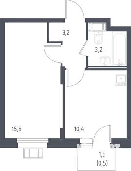 1-к квартира, вторичка, 34м2, 3/17 этаж