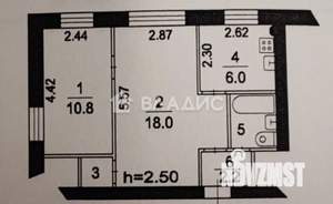 2-к квартира, вторичка, 41м2, 3/4 этаж