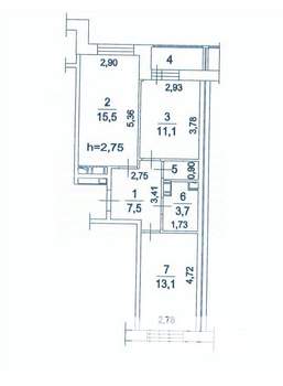 2-к квартира, вторичка, 54м2, 4/17 этаж