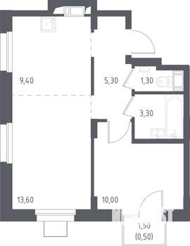 1-к квартира, строящийся дом, 45м2, 5/17 этаж