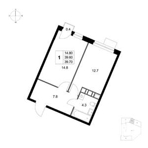 1-к квартира, вторичка, 40м2, 3/4 этаж