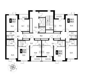 2-к квартира, вторичка, 58м2, 8/22 этаж