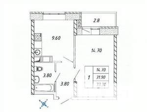 1-к квартира, вторичка, 32м2, 15/17 этаж