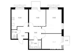 3-к квартира, вторичка, 73м2, 8/24 этаж