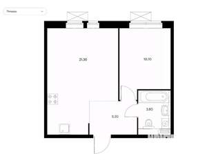 1-к квартира, вторичка, 41м2, 8/25 этаж