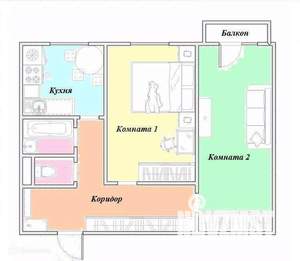 2-к квартира, вторичка, 45м2, 8/9 этаж