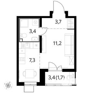 1-к квартира, вторичка, 27м2, 10/25 этаж