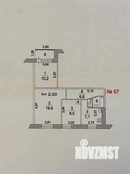 3-к квартира, вторичка, 54м2, 6/9 этаж