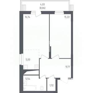 2-к квартира, вторичка, 59м2, 12/12 этаж