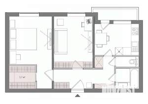 2-к квартира, вторичка, 62м2, 3/23 этаж