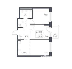 3-к квартира, вторичка, 53м2, 8/12 этаж
