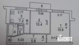 2-к квартира, вторичка, 44м2, 9/9 этаж