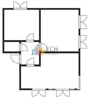 2-к квартира, вторичка, 46м2, 2/2 этаж
