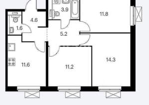 3-к квартира, вторичка, 64м2, 9/25 этаж