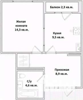 1-к квартира, вторичка, 37м2, 5/5 этаж