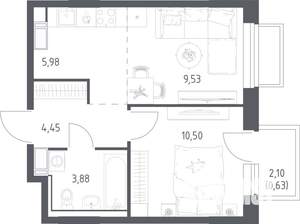 1-к квартира, строящийся дом, 35м2, 10/17 этаж