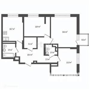 3-к квартира, вторичка, 72м2, 22/25 этаж