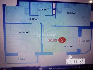 2-к квартира, вторичка, 59м2, 16/25 этаж