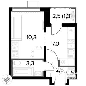1-к квартира, вторичка, 25м2, 10/24 этаж