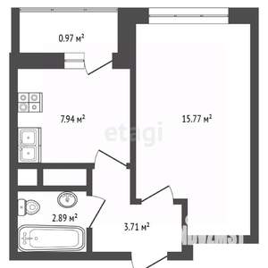 1-к квартира, вторичка, 30м2, 11/13 этаж