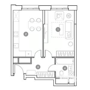 1-к квартира, сданный дом, 39м2, 20/25 этаж